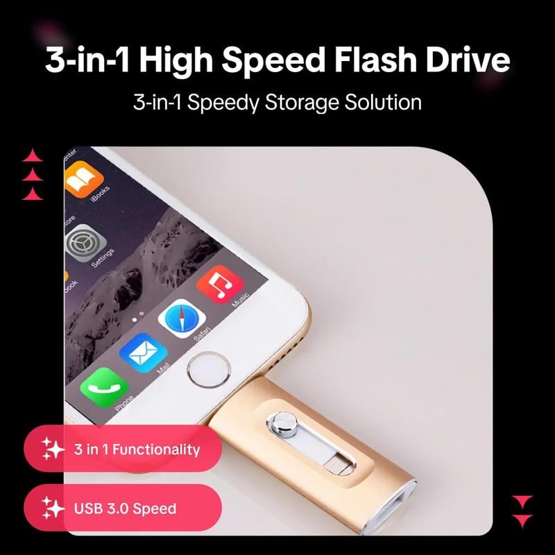 ⚡3-in-1-Flash-Laufwerk⚡ Tragbarer Hochgeschwindigkeits-USB-3.0-Speicher